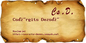 Csörgits Dezső névjegykártya
